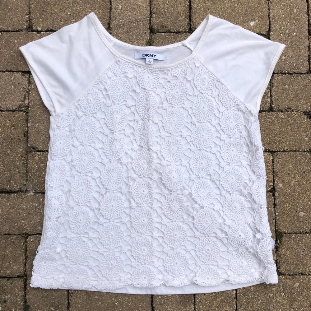 DKNY Crocheted Patterned Front Shirt